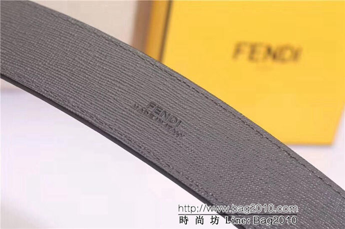 FENDI芬迪 專櫃最新款 老佛爺怪獸系列 雙面用腰帶 長角形琺瑯金屬帶扣 男士皮帶  xfp1332